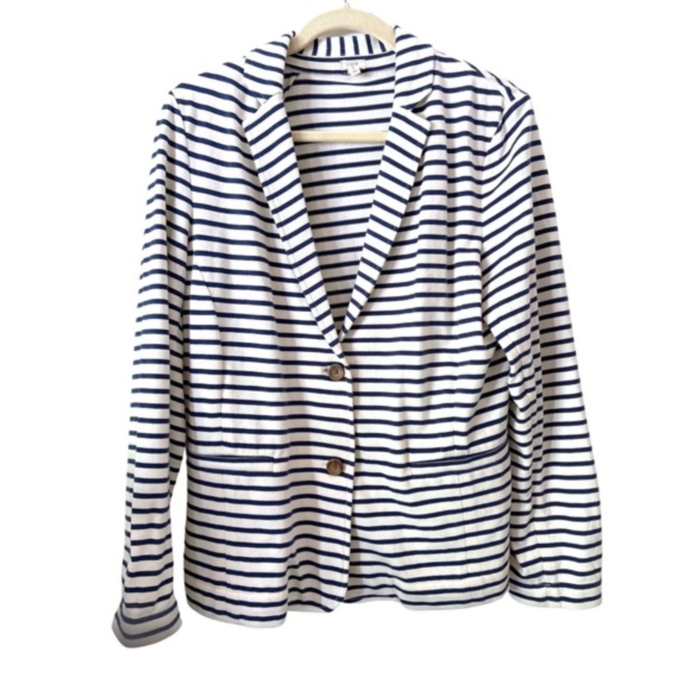 J. Crew Factory Navy and White Striped Blazer